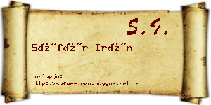 Sáfár Irén névjegykártya